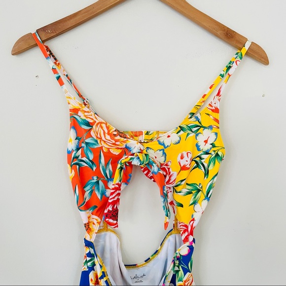 Urban Outfitters Out from Under Bright Floral One Piece Cut Out Swimsuit - Picture 4 of 8